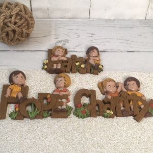 Vintage Faith Hope Charity Kids Wall Hanging Decor 70’s Kitsch USA
